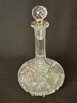 American Brilliant Period ABP Cut Glass Decanter Liquor Bottle