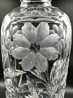 American Brilliant Period ABP Cut Glass Decanter With Flowers