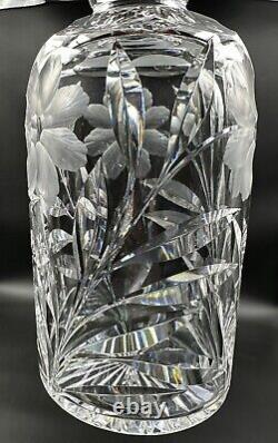 American Brilliant Period ABP Cut Glass Decanter With Flowers