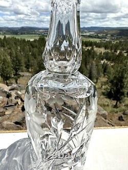 American Brilliant Period ABP Cut Glass Decanter With Flowers