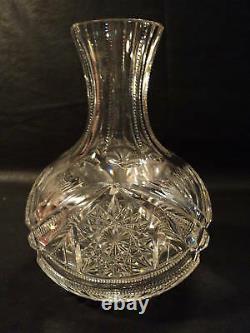 American Brilliant Period Cut Glass 8 Water Carafe, Signed Libbey
