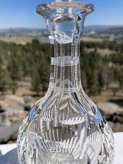 American Brilliant Period Cut Glass Decanter By Pairpoint In Cambridge Pattern