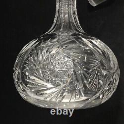 American Brilliant Period Cut Glass Decanter Pinwheel Fan WithFaceted Stopper