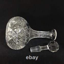 American Brilliant Period Cut Glass Decanter Pinwheel Fan WithFaceted Stopper