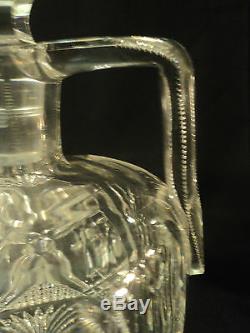 American Brilliant Period Cut Glass Whiskey Jug & 4 Tumblers, c. 1900