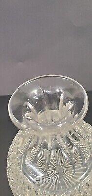 American Brilliant Period Diamond Cut Glass Carafe Decanter 6.75