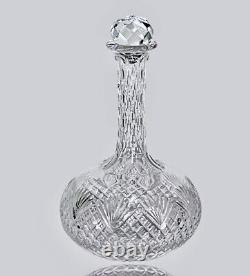 American Brilliant Period Strawberry Diamond Fan Cut Glass Crystal Wine Decanter