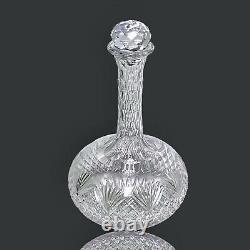 American Brilliant Period Strawberry Diamond Fan Cut Glass Crystal Wine Decanter