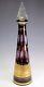 Amethyst Glass Cut To Clear Antique Decanter With Gold Gilt Putti On Horses