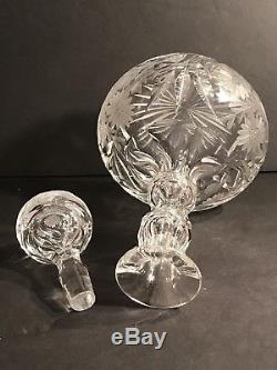 An Antique Cut And Engraved Crystal Decanter With His 6 Stem Glass