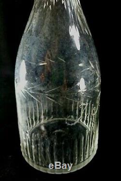 Antique 1815 To 1851 Keene Marlboro Glassworks NH Hand Blown Cut Glass Decanter