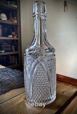 Antique 1890s Victorian Era Bar Back Cut Glass Whiskey Decanter Liquor Bottle