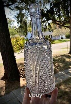 Antique 1890s Victorian Era Bar Back Cut Glass Whiskey Decanter Liquor Bottle