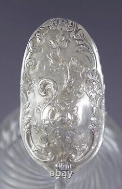 Antique 1892 Ornate Rococo Dutch Silver Cut Glass Crystal Ewer Decanter Pitcher