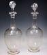 Antique 19th Century Blown And Cut Ground Smooth Pontil Set Of Two Decanters