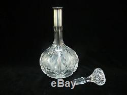 Antique 19th Century STERLING Silver Cut Glass Crystal SPIRITS Booze Decanter
