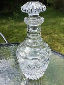 Antique 19th c Blown Cut Glass spirit Decanter Bottle 3 Ribbed Neck Georgian
