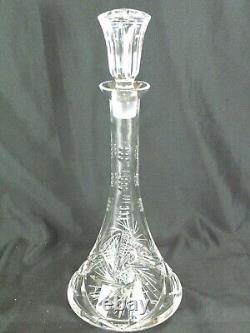 Antique ABP American Brilliant Cut Clear Crystal Large Decanter 15