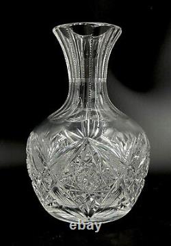 Antique ABP American Brilliant Period Cut Crystal Glass Wine Decanter Hobstar