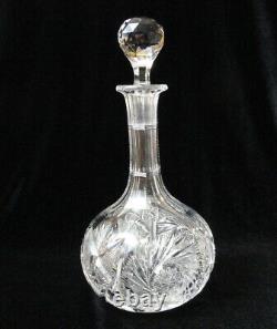 Antique ABP Brilliant Periord J D BERGEN GOLF Cut Glass Large DECANTER & STOPPER