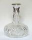 Antique Abp Cut Crystal Clear Decanter With Sterling Collar