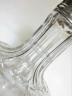 Antique ABP Cut Crystal Clear Decanter with Sterling Collar