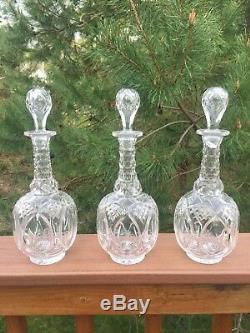 Antique ABP Cut Flint Glass Decanter Set St. Louis Diamond Boston / Pittsburgh