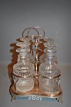 Antique A Good Georgian Set of 4Decanters in their Original Stand