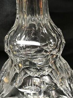 Antique Abp Heavy Clark Mayflower Pattern Cut Glass 10 Whiskey Decanter Jug