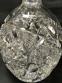Antique Abp Super Heavy J. Hoare Cut Glass 10 Whiskey Demijohn Decanter Jug