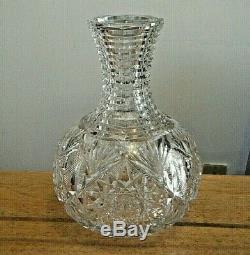 Antique Abp Victorian Very Fine Cut Crystal Carafe Water Wine Bottle Decanter