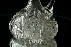 Antique American Brilliant Cut Crystal ABP Decanter Carafe with 4 glasses