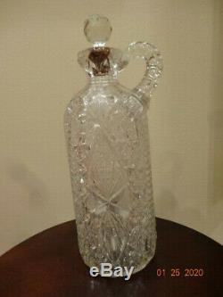 Antique American Brilliant Cut Crystal Glass WhIskey Jug Decanter circa 1880's