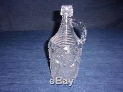 Antique American Brilliant Cut Crystal Glass Whiskey Jug Decanter