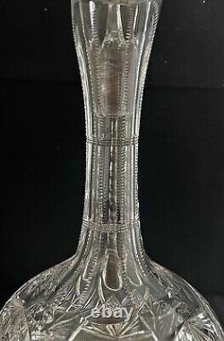 Antique American Brilliant Cut Glass Crystal Abp Handled Decanter Carafe