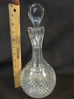 Antique American Brilliant Cut Glass Crystal Abp Handled Decanter Carafe 12