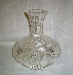 Antique American Brilliant Period Abp Whirling Star Cut Glass Water Carafe