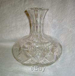 Antique American Brilliant Period Abp Whirling Star Cut Glass Water Carafe