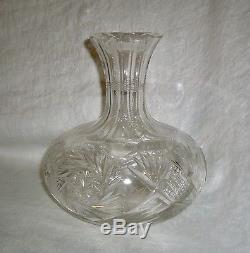 Antique American Brilliant Period Abp Whirling Star Cut Glass Water Carafe