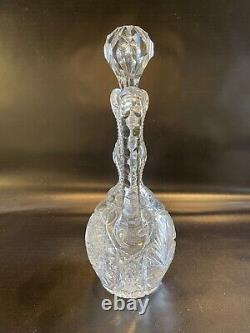 Antique American Brilliant Period Clear Cut Crystal Glass Liquor Decanter