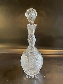 Antique American Brilliant Period Clear Cut Crystal Glass Liquor Decanter