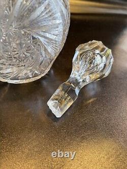 Antique American Brilliant Period Clear Cut Crystal Glass Liquor Decanter