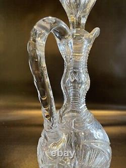 Antique American Brilliant Period Clear Cut Crystal Glass Liquor Decanter