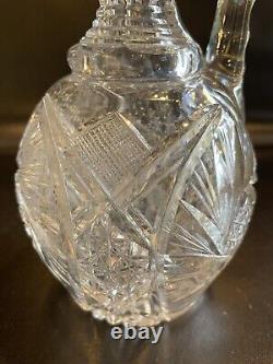 Antique American Brilliant Period Clear Cut Crystal Glass Liquor Decanter