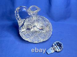 Antique American Brilliant cut glass demijohn decanter with stopper