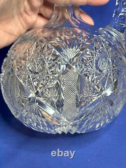 Antique American Brilliant cut glass demijohn decanter with stopper