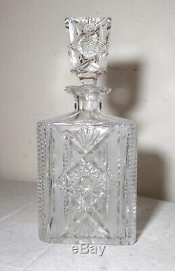 Antique American brilliant cut crystal liquor whiskey gin decanter glass bottle
