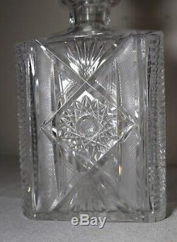 Antique American brilliant cut crystal liquor whiskey gin decanter glass bottle