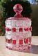 Antique Baccarat /abp Cut Clear Crystal Checkered Glass Ruby Bottle Decanter Jar