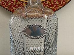 Antique Baccarat Cut Crystal Diamond Decanter with Sterling Gin Tag